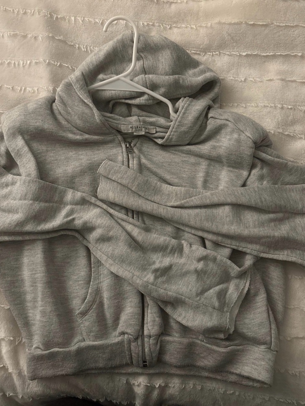 All Saints Heather Gray Zip-Up Hoodie